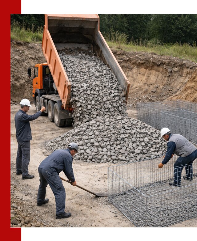 Камень для габионов с доставкой в Чапаевске быстро и надёжно