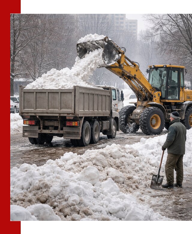 Вывоз снега грузовой техникой в Чапаевске оперативно и чисто