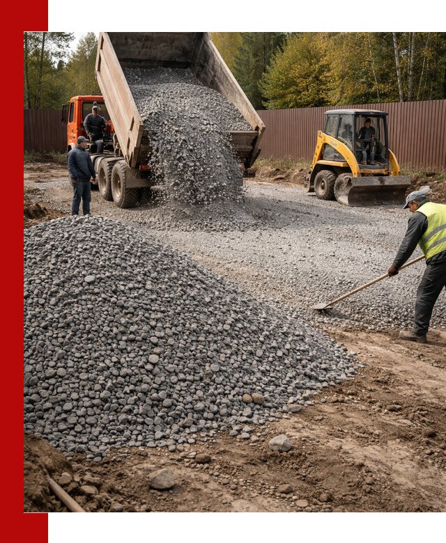 Отсыпка участка щебнем с доставкой и уплотнением в Чапаевске